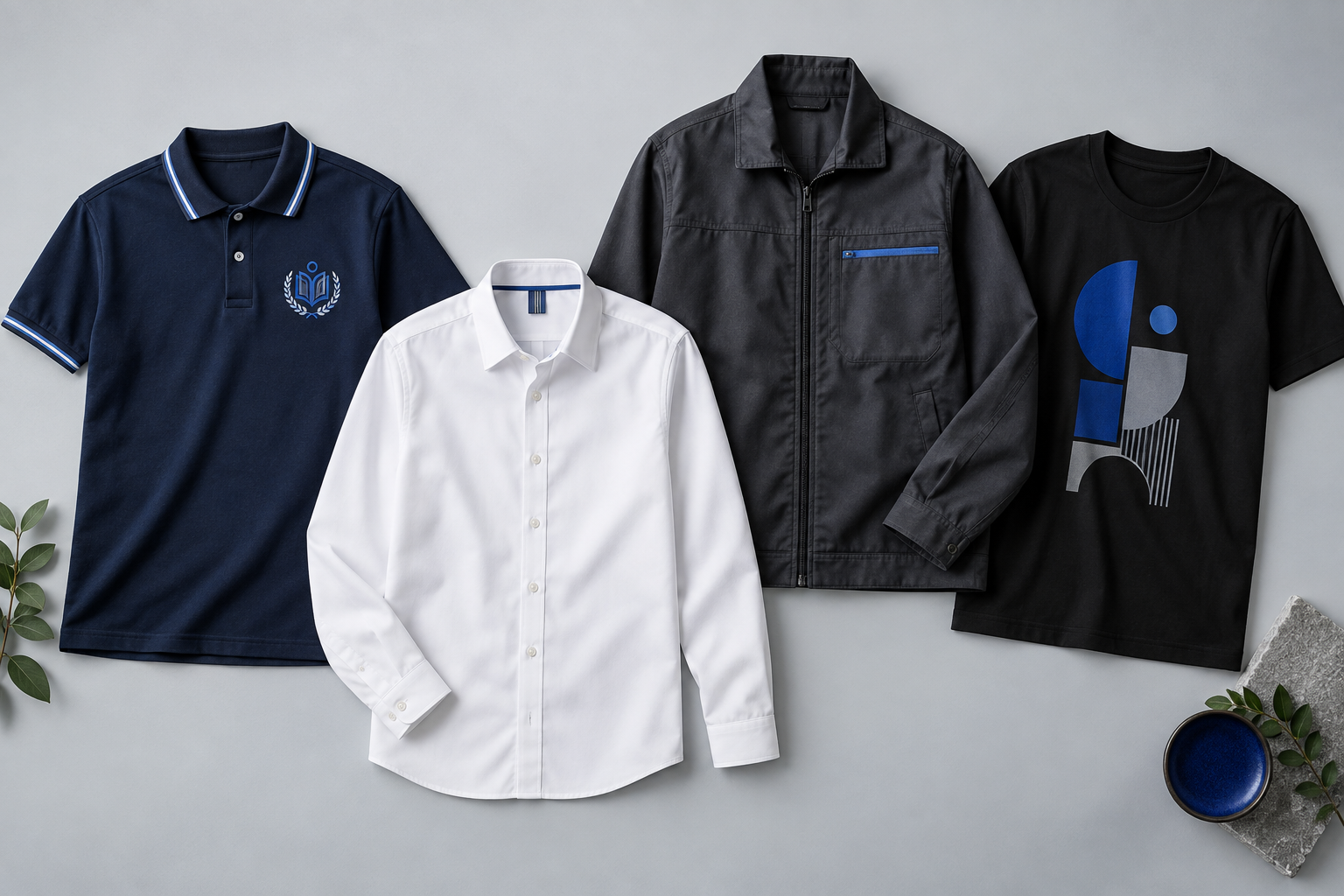 A selection of school, corporate and custom printed garments